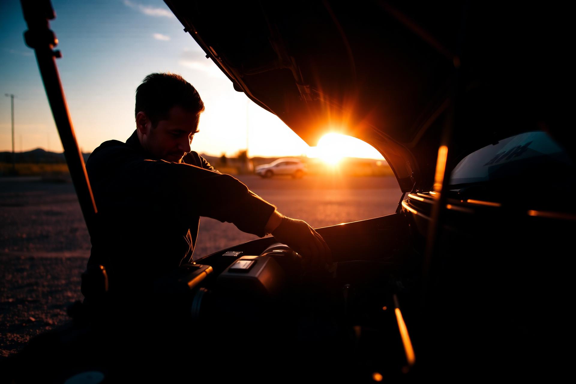 Mechanic at sunset
